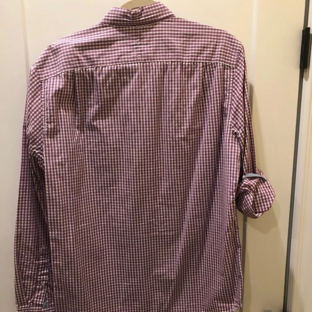 J. Crew White/Purple Mini Plaid Button Down